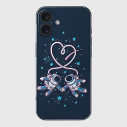 Чехол для iPhone 16 силиконовый с защитой камеры Космическая любовь Cosmic love