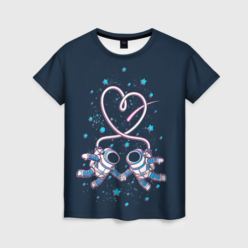 Женская футболка с принтом Космическая любовь Cosmic love, вид спереди №1