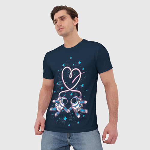Мужская футболка 3D с принтом Космическая любовь | Cosmic love, фото на моделе #1