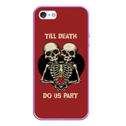 Чехол для iPhone 5/5S матовый Любовь до Гроба love Till death, цвет сиреневый