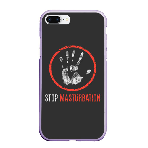 Чехол для iPhone 7Plus/8 Plus матовый Stop masturbation, цвет светло-сиреневый