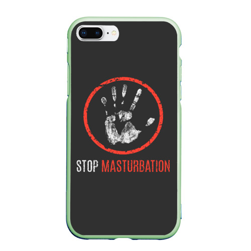 Чехол для iPhone 7Plus/8 Plus матовый Stop masturbation, цвет салатовый