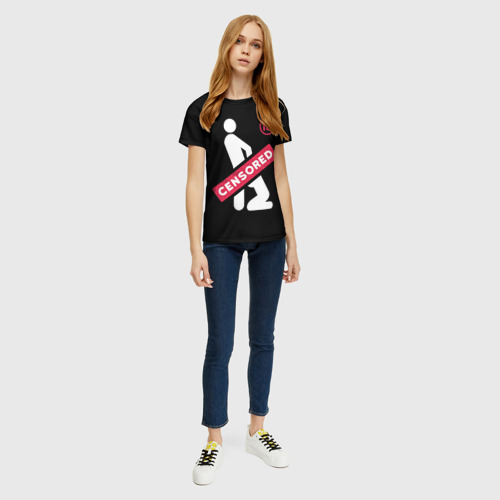 Женская футболка 3D с принтом CENCORED, вид сбоку #3