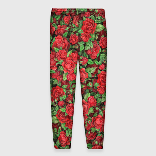 Мужские брюки 3D с принтом Букет алых роз, вид сзади #1