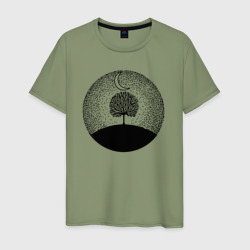 Мужская футболка хлопок Луна и дерево