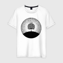 Мужская футболка хлопок Луна и дерево