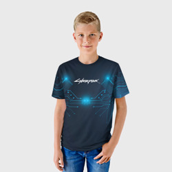 Детская футболка 3D Cyberpunk Неоновая микросхема - фото 2
