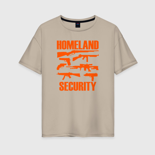 Женская футболка хлопок Oversize Национальная безопасность, цвет миндальный