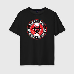 Женская футболка хлопок Oversize Национальная зомби безопасность