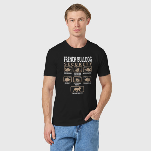 Мужская футболка хлопок Охрана - Французский бульдог, цвет черный - фото 3