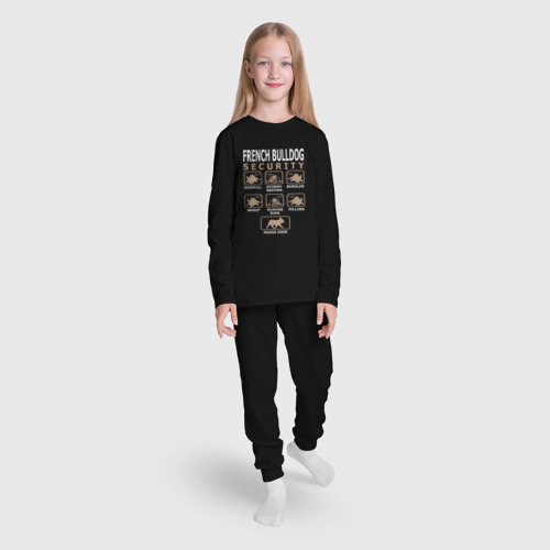 Детская пижама с лонгсливом хлопок Охрана - Французский бульдог, цвет черный - фото 5