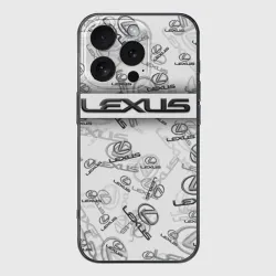 Чехол для iPhone 16 Pro Max силиконовый с защитой камеры Lexus Big emblema pattern