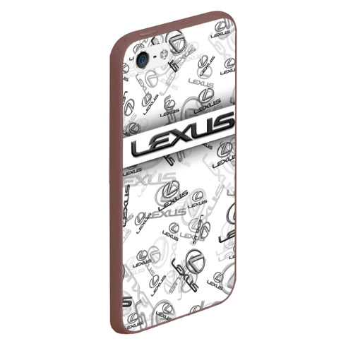 Чехол для iPhone 5/5S матовый Lexus Big emblema pattern, цвет коричневый - фото 3