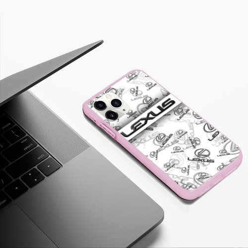 Чехол для iPhone 11 Pro Max матовый Lexus Big emblema pattern, цвет розовый - фото 5