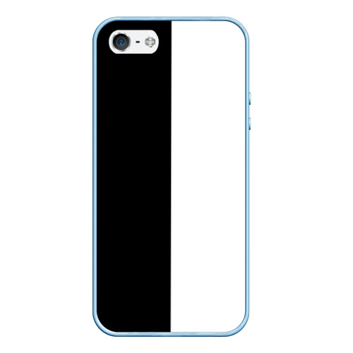 Чехол для iPhone 5/5S матовый Black and white чб, цвет голубой