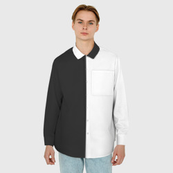 Мужская рубашка oversize 3D Black and white чб - фото 2