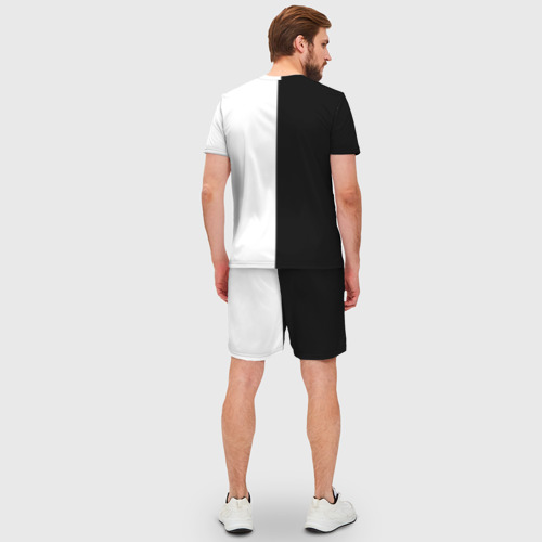 Мужской костюм с шортами 3D Black and white чб, цвет 3D печать - фото 4