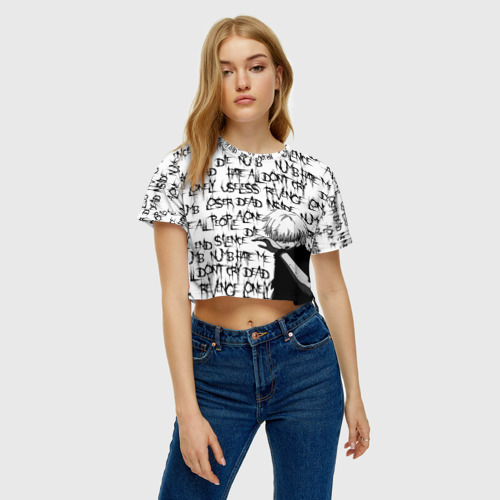 Женская футболка Crop-top 3D Dead inside 1000-7, цвет 3D печать - фото 3