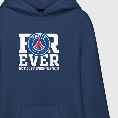 Худи SuperOversize хлопок PSG forever not just when We win ПСЖ, цвет темно-синий - фото 3