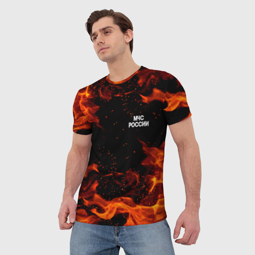 Мужская футболка 3D МЧС России огонь, цвет 3D печать - фото 3