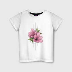 Детская футболка хлопок Акварельный розовой цветок