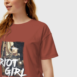 Женская футболка хлопок Oversize Мятежная девушка - фото 2