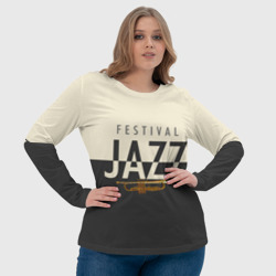 Лонгслив с принтом Jazz festival для женщины, вид на модели спереди №4. Цвет основы: белый