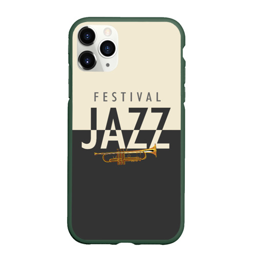 Чехол для iPhone 11 Pro матовый Jazz festival, цвет темно-зеленый