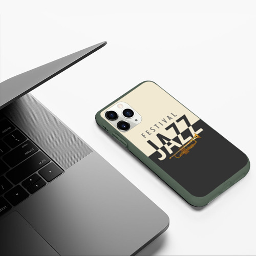 Чехол для iPhone 11 Pro матовый Jazz festival, цвет темно-зеленый - фото 5