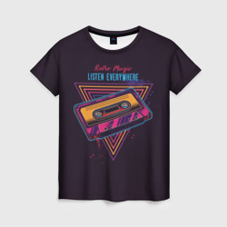 Женская футболка 3D Ретро уузыка - кассета