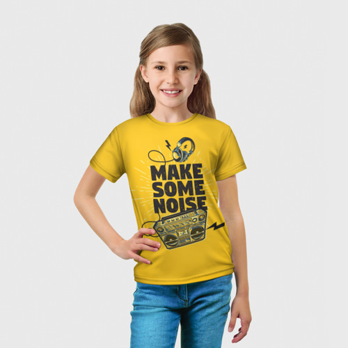 Детская футболка 3D Make Some Noise музыка, цвет 3D печать - фото 5