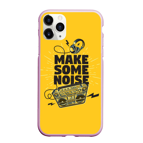 Чехол для iPhone 11 Pro Max матовый Make Some Noise музыка, цвет розовый