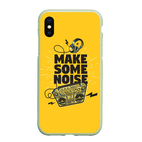 Чехол для iPhone XS Max матовый Make Some Noise музыка, цвет салатовый