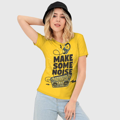 Женская футболка 3D Slim Make Some Noise музыка, цвет 3D печать - фото 3