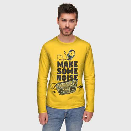 Мужской лонгслив 3D Make Some Noise музыка, цвет 3D печать - фото 3