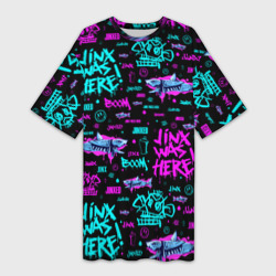 Arcane Jinx pattern neon – Платье-футболка 3D с принтом купить