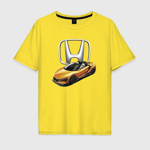Мужская футболка хлопок Oversize Honda concept - motorsport, цвет желтый