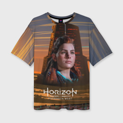 Женская футболка oversize 3D Horizon   forbidden west