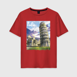 Женская футболка хлопок Oversize Италия / Пизанская башня