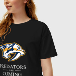 Женская футболка хлопок Oversize Nashville Predators are Coming Нэшвилл Предаторз - фото 2