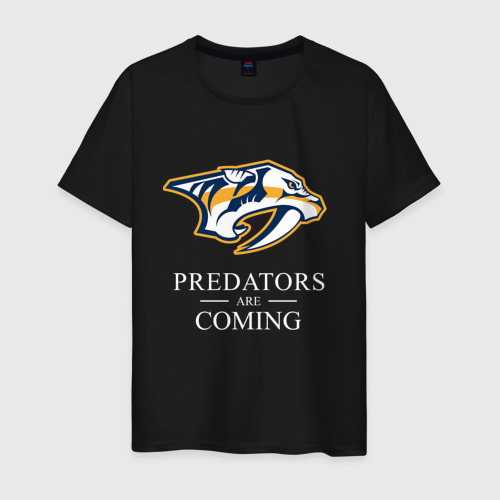 Мужская футболка хлопок с принтом Nashville Predators are Coming Нэшвилл Предаторз, вид спереди #2