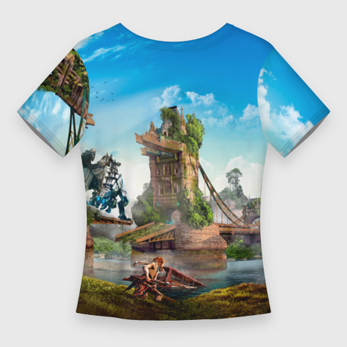 Женская футболка 3D Slim Horizon Forbidden West - разрушенный мост, цвет 3D печать - фото 2