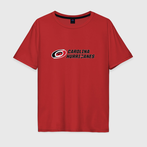 Мужская футболка хлопок Oversize Carolina Hurricanes Каролина Харрикейнз, цвет красный