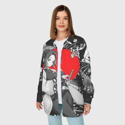 Женская рубашка oversize 3D Шинобу Кочо - бабочка - фото 2