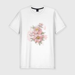 Мужская футболка хлопок Slim Нежные розовые цветы