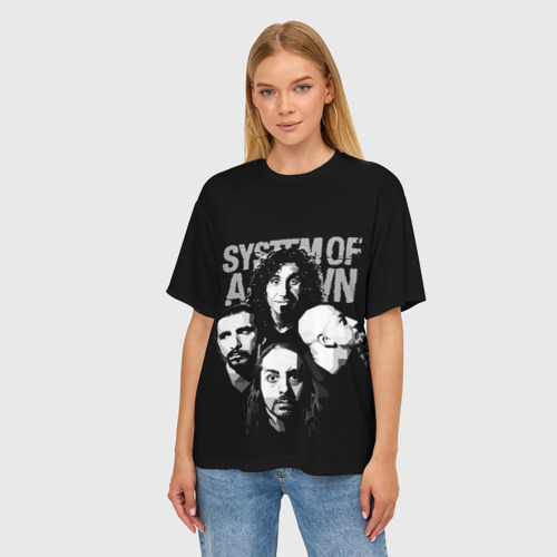 Женская футболка oversize 3D System of a Down рок группа, цвет 3D печать - фото 3