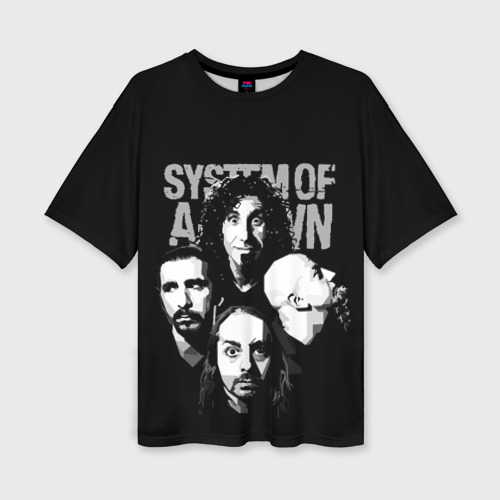 Женская футболка oversize 3D System of a Down рок группа, цвет 3D печать