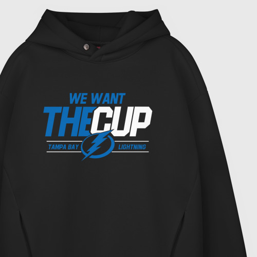 Мужское худи Oversize хлопок Tampa Bay Lightning We want the cup Тампа Бэй Лайтнинг, цвет черный - фото 4