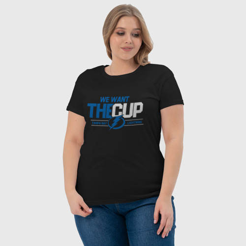Женская футболка хлопок с принтом Tampa Bay Lightning We want the cup Тампа Бэй Лайтнинг, фото #4