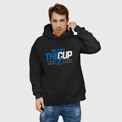 Мужское худи Oversize хлопок Tampa Bay Lightning We want the cup Тампа Бэй Лайтнинг, цвет черный - фото 3